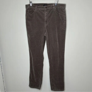 Talbots Size 14 Gray Corduroy Gray Straight Leg Pants Classic Neutral Minimalist